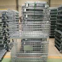 2017 Heavy-duty 50*50mm Electric Galvanized Metal Storage cage/wire mesh container for wearhouse storage