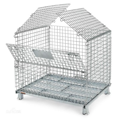 Warehouse Stackable Pallet Container Folding Storage Wire Mesh Box